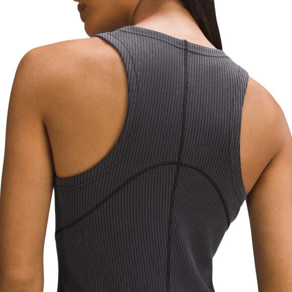 Lululemon Gray Ribbed Softstreme Slim Fit Ribbed Tank Dress - Picture 3 of 11